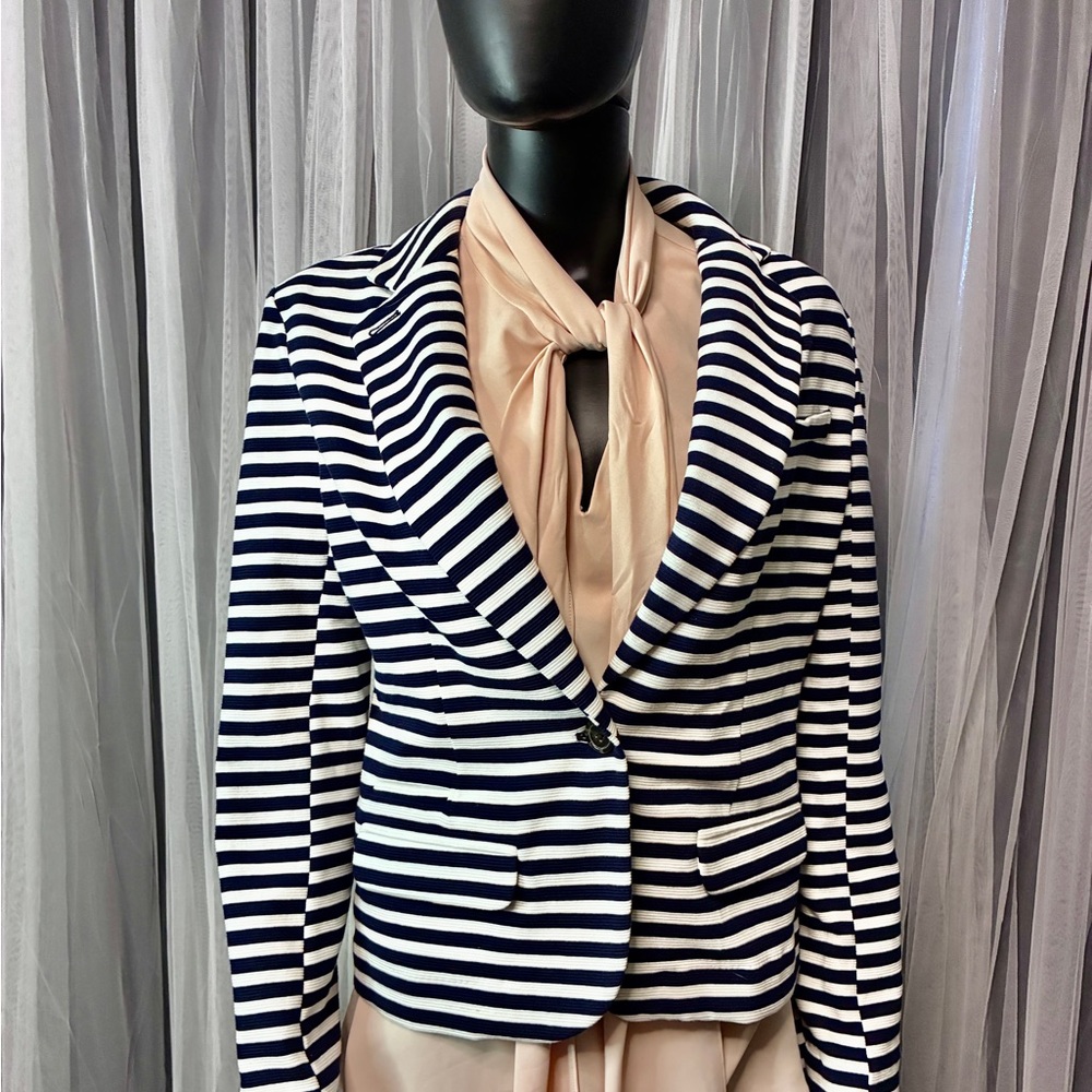 Striped Navy and White Blazer